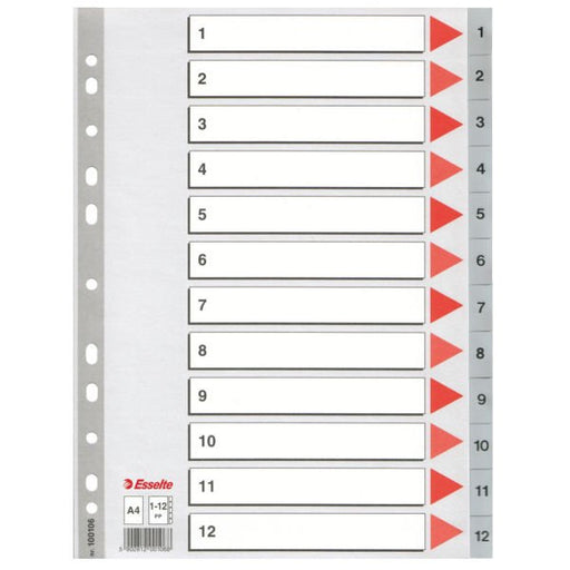 EAN 5902812001068 - Esselte Plastic indexes Separador numérico con pestaña Polipropileno (PP) imagen 1