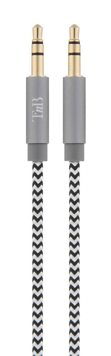 Cable Audio Jack 3,5mm T Nb M/M 1m (Negro/Gris)