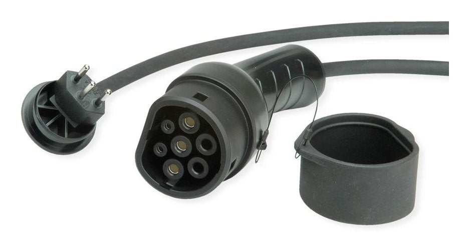 Roline Tragbares E-Auto Ladegert, T12 (Ch, Typ J) & Typ2 Stecker, 1-Phasig, Mode 2, 10 A, 2,3 Kw, 5 M