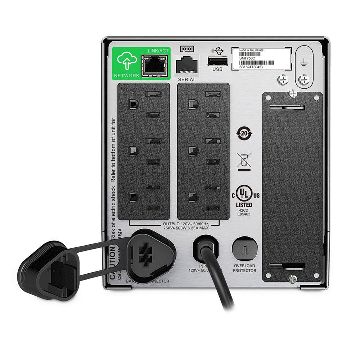 Apc Smart-Ups 750va Lcd Ups Ac 120v 500watt 750va 1-Phase Ethernet Rs-232 Usb Output Connectors 6 Negro With Apc Smartconnect