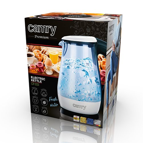 EAN 5908256836815 - Camry Premium CR 1251w tetera eléctrica 1,7 L 2200 W Negro, Acero inoxidable, Transparente imagen 9