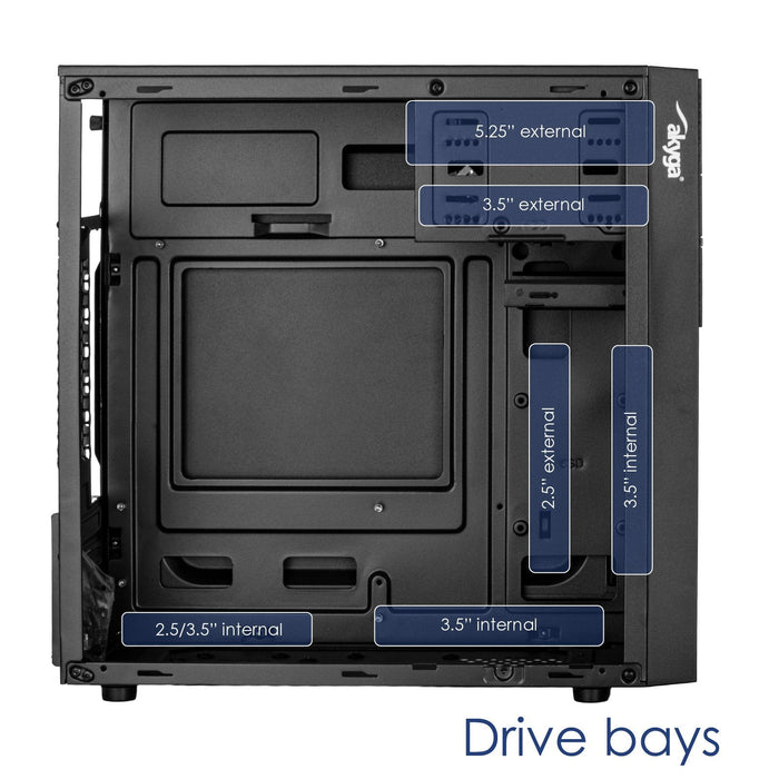 Akyga Micro Atx Case Ak19bk Usb-C + Usb 3.0 + 2x Usb 2.0 Negro W O Psu