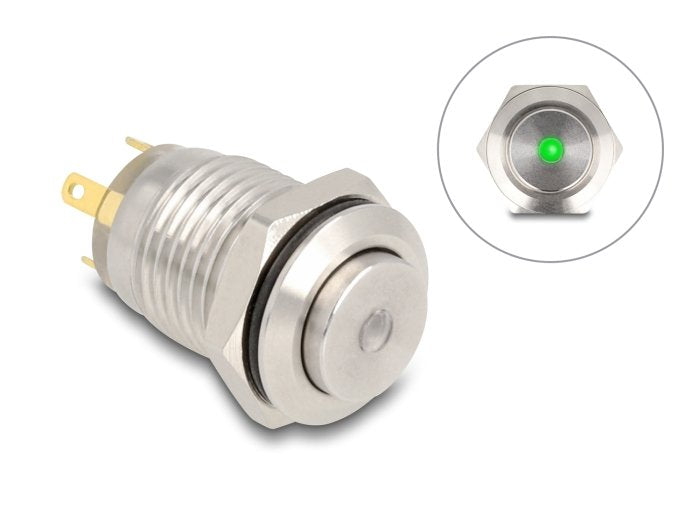 Drucktaster Zum Einbau 12 Mm 4 X Lötanschluss Led Grüner Punkt