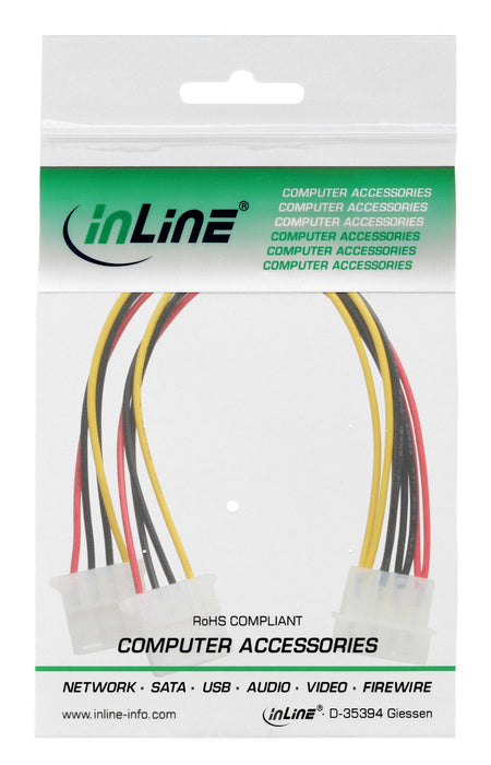 Cable En Y De Alimentación Interna Inline 1x Molex De 4 Pines A 2x Molex De 4 Pines 0,2 M