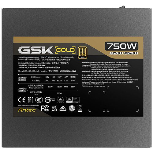Antec Netzteil Gsk 750 V2 Ec 80+G F-Mod. Atx3.1 Gen5.1 Bk Retail