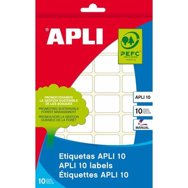 EAN 8410782016397 - APLI 01639 etiqueta autoadhesiva Rectángulo Permanente Blanco 420 pieza(s) imagen 1