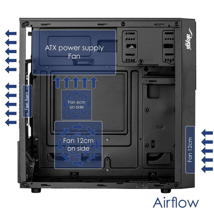 Akyga Micro Atx Case Ak19bk Usb-C + Usb 3.0 + 2x Usb 2.0 Negro W O Psu