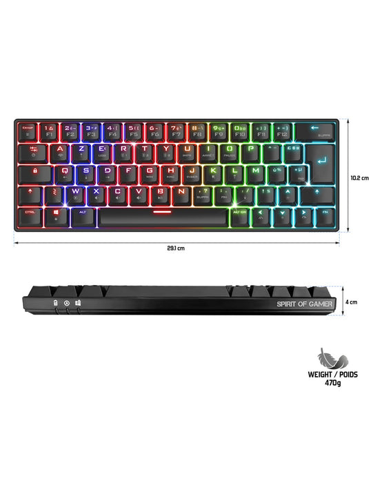 Teclado Gamer Inalámbrico Bluetooth Mecánico (Red Switch) Spirit Of Gamer Xpert K200 Tkl Rgb (Negro)