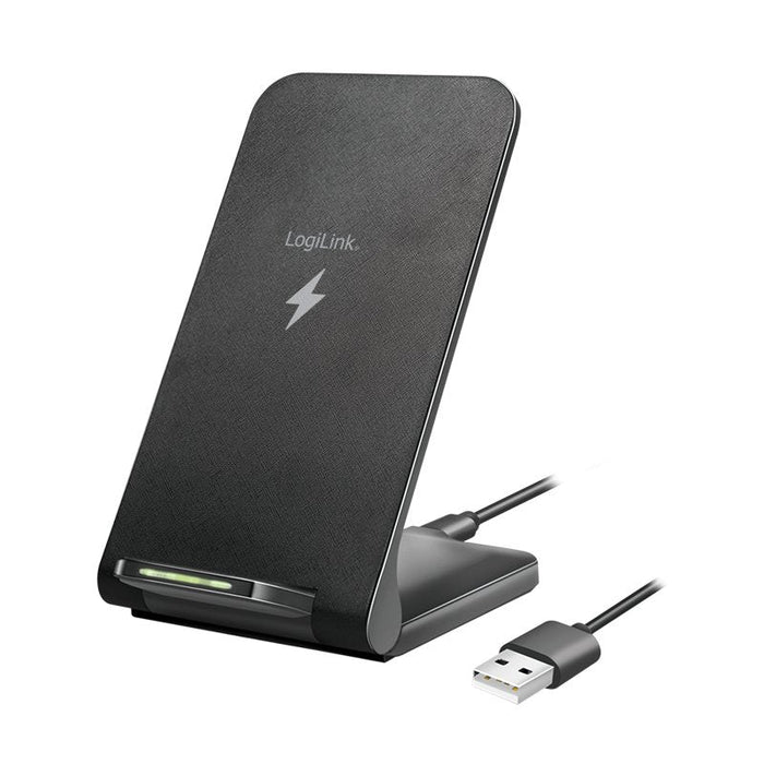 Logilink Wireless Quick Charging Stand 15 W, Twin Coil, Negro