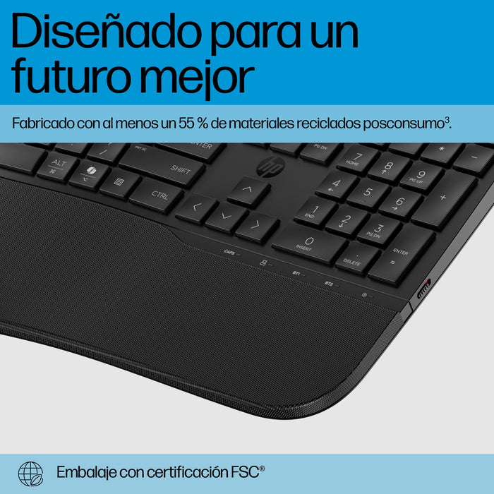 EAN 0198122954964 - HP 685 Comfort Dual-Mode Keyboard teclado Oficina RF Wireless + Bluetooth Negro imagen 5