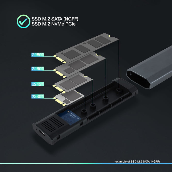EAN 8433281011434 - TooQ Shura Caja externa para unidad de estado sólido (SSD) Gris M.2 imagen 3