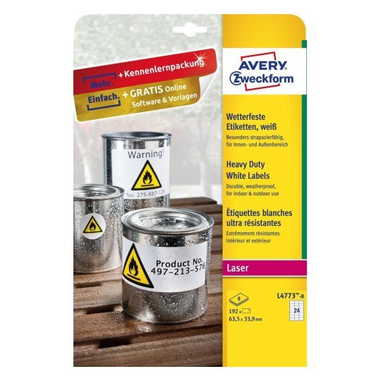 Avery Zweckform Resistente A La Intemperie Folienetiketten 63,5 X 33,9 Mm