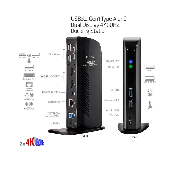 EAN 8719214470777 - CLUB3D CSV-1460 base para portátil y replicador de puertos Acoplamiento USB 3.2 Gen 1 (3.1 Gen 1) Type-B  imagen 4