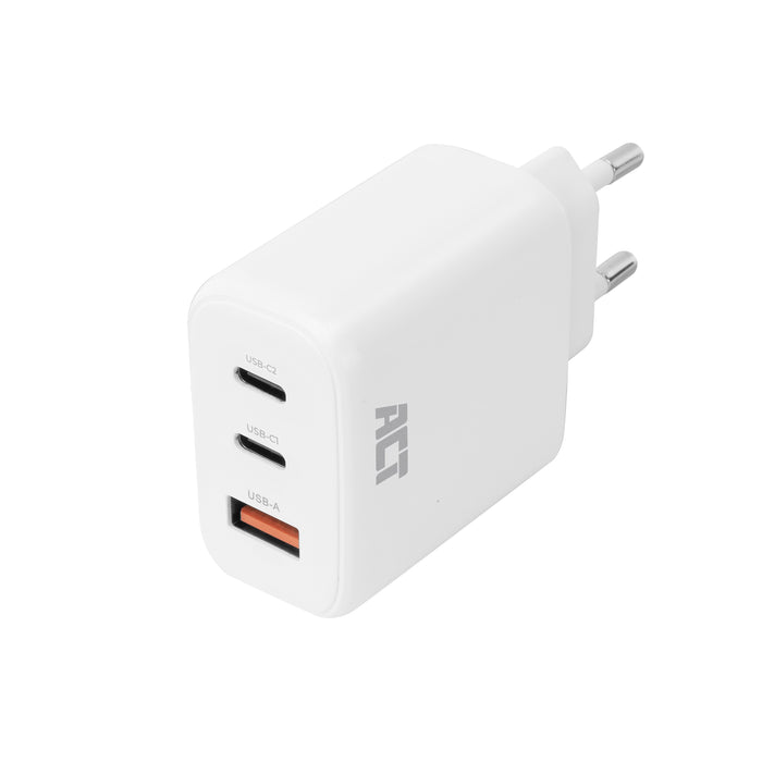Cargador Usb-C/Usb-A De 65 W Y 3 Puertos Con Power Delivery Pps, Quickcharge Y Ganfast