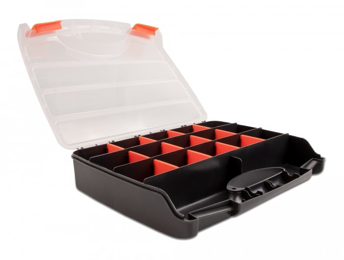 Sortimentsbox Mit 17 Fächern 320 X 255 X 60 Mm Naranja   Schwarz