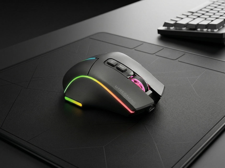 Mouse Mars Gaming Wireless Y Bluetooth Mmw-Vector Tri-Mode 2.4g Ghz Bt 5.4 Usb-C 7 Botones 12000 Dpi