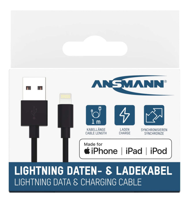 Cable De Carga Y Datos Ansmann Usb A Lightning De 100 Cm