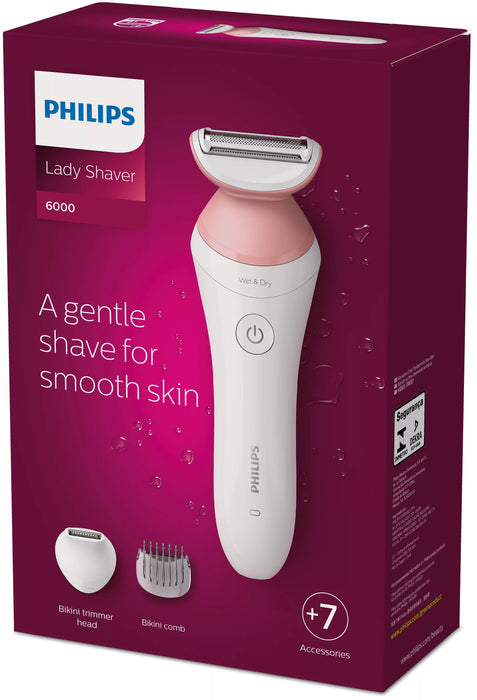 EAN 8710103998174 - Philips 6000 series BRL146/00 maquinilla de afeitar para mujer 1 cabezal(es) Recortadora Gris, Rosa, Blan imagen 2