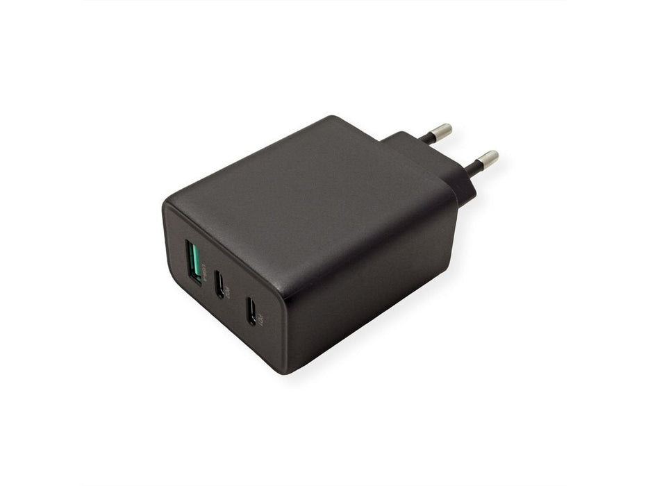 Value Usb Charger Mit Euro-Stecker, 3-Port (Typ-A, 2x Typ-C), 65w, Gan