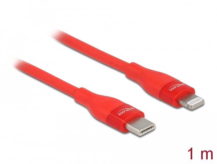 Delock Daten- Und Ladecable Usb Type-C Zu Lightning Für Iphone, Ipad Und Ipod Rot 1 M Mfi