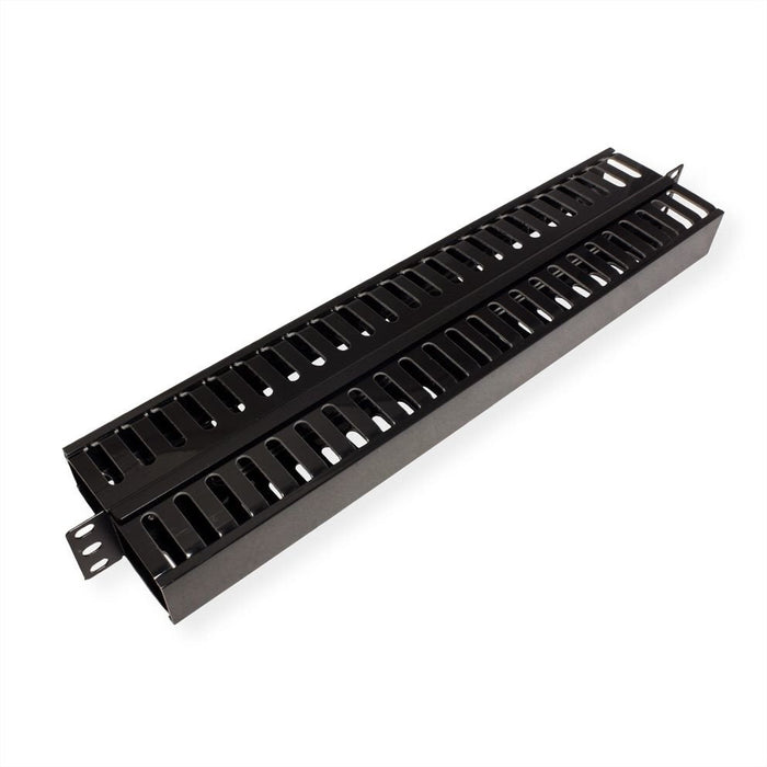 Value 19-Zoll-Frontplatte 1 He, Beidseitig Mit Cablekanal, Schwarz
