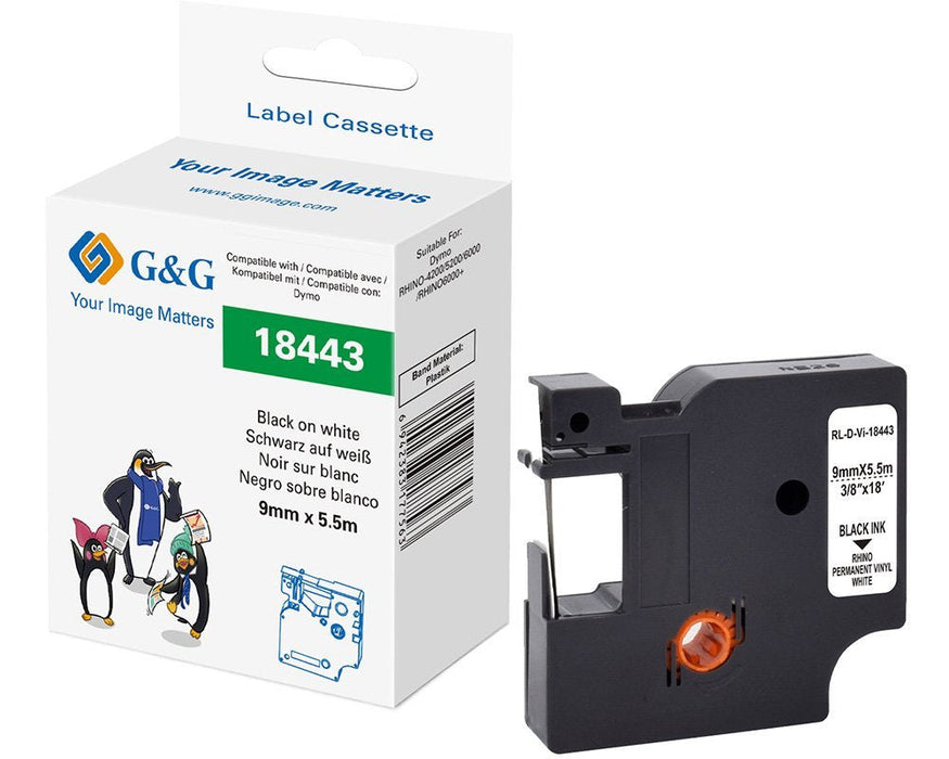 G&G Vinyl Cinta Para Etiquetadora Compatible Con Dymo Rhino 18443