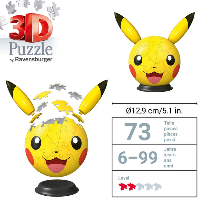 Ravensburger 3d Puzzleball Pokémon Pikachu Mit Ohren 12008076