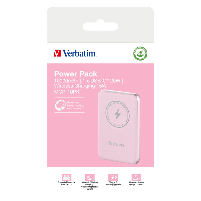 EAN 0023942322481 - Verbatim Charge 'n' Go Polímero de litio 10000 mAh Cargador inalámbrico Rosa imagen 4