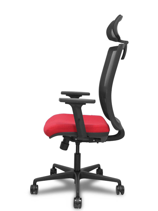 Piqueras Y Crespo Silla Haches Traslack Malla Negra Asiento Bali Rojo Brazos 2d Ruedas 65mm Cabecero Regulable