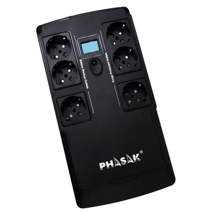 EAN 5605922044566 - Phasak Kryptos sistema de alimentación ininterrumpida (UPS) Línea interactiva 0,8 kVA 480 W 6 salidas AC imagen 5