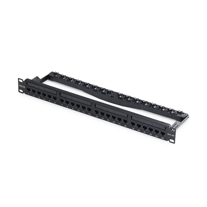 24 Port 1u Feed Through Patch Panel With Cable Management C6panelutp241uft
