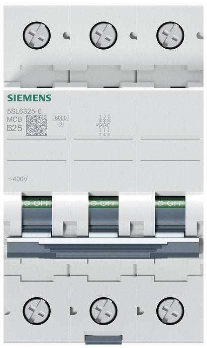 Siemens Automat B 25a 5sl63256 400v 6ka 3p