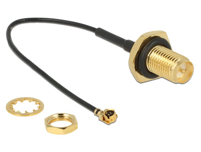 Delock 89584 Antena Cable Rp-Sma Mampara Hembra A I-Pex Inc., Mhf® I Macho 1.13 10 Cm Longitud De Hilo 9 Mm A Prueba De Salpicaduras