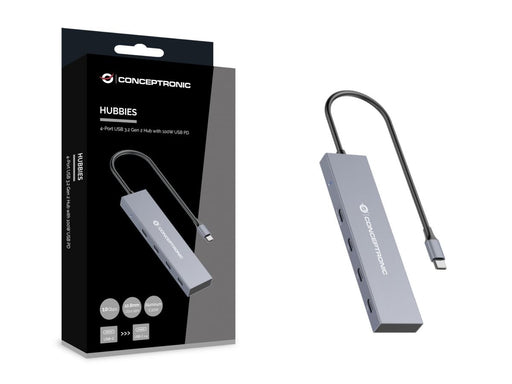 EAN 4015867229163 - Conceptronic HUBBIES14G hub de interfaz USB 3.2 Gen 2 (3.1 Gen 2) Type-C 10000 Mbit/s Gris imagen 2