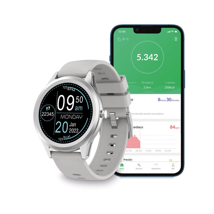 Ksix Globe Reloj Smartwatch Pantalla 1.28" - Bluetooth 5.0 Ble - Autonomia Hasta 7 Dias - Resistencia Al Agua Ip67 -