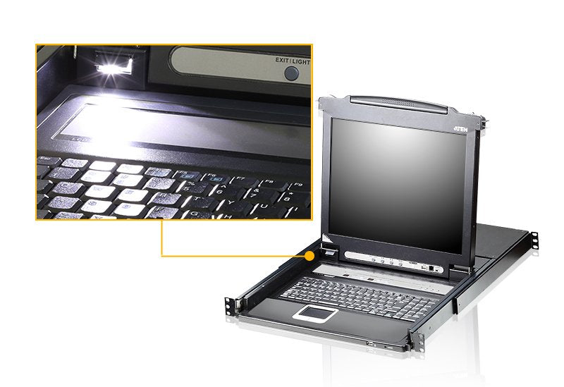 Aten Cl5708mw 43cm Wide Lcd Kvm Switch, Usb-Ps 2,Vga, 8 Port, Ch-Layout