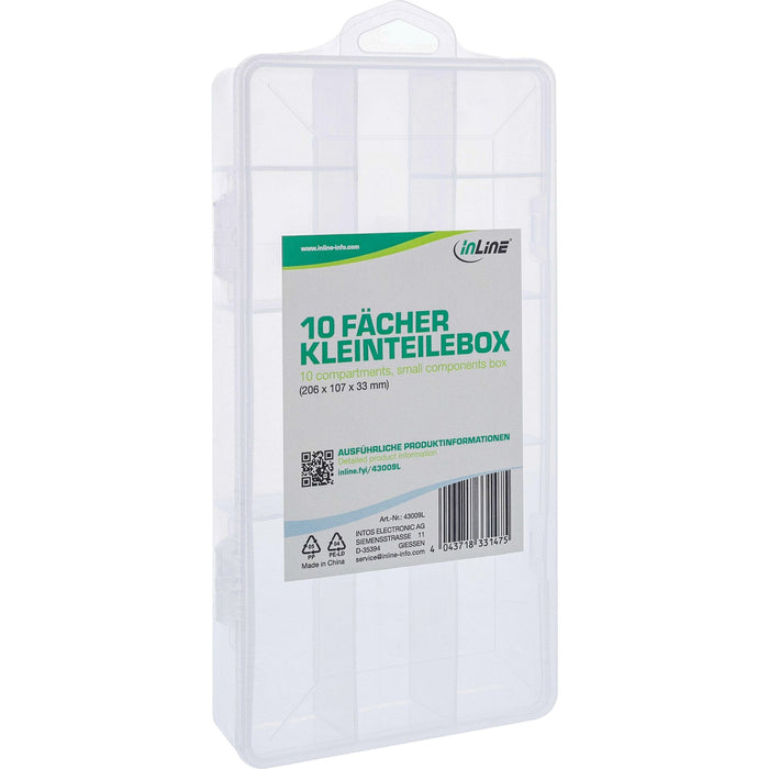 Inline® Small Components Box 10 Shelfs 206x107x33mm, White