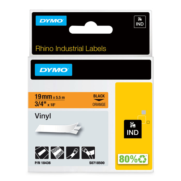 EAN 0071701184368 - DYMO 19mm RHINO Coloured vinyl cinta para impresora de etiquetas D1 imagen 1