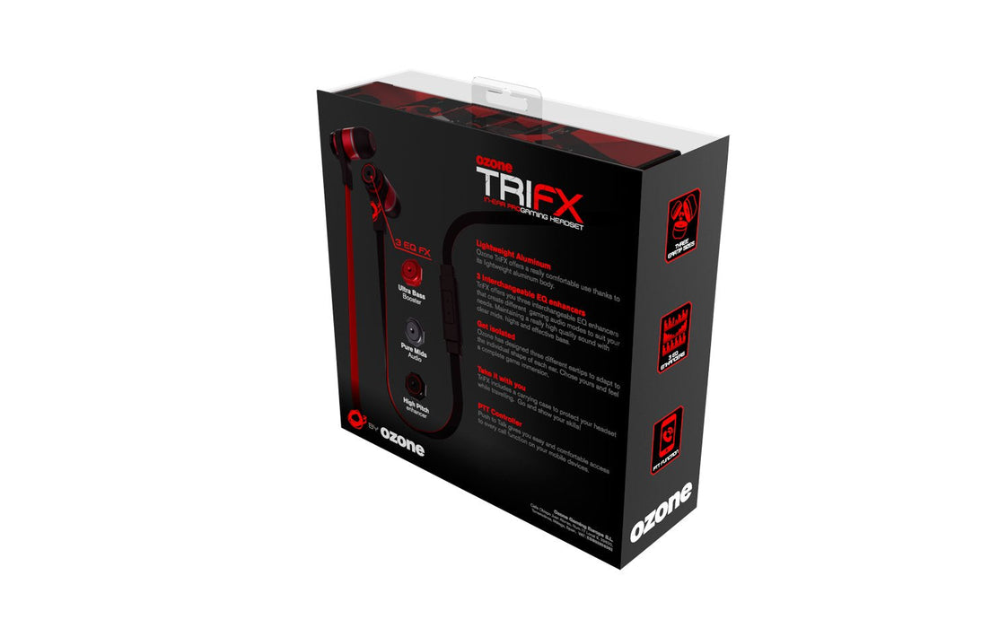 Auricular Gaming Ozone Trifx Rojo Negro Microfono Alambrico