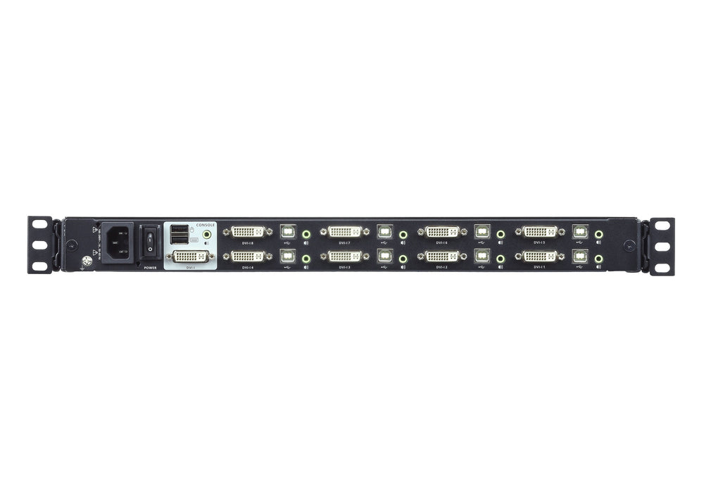 Consola Lcd Panorámica Single Rail Con Switch Kvm Integrado Dvi Usb De 8 Puertos