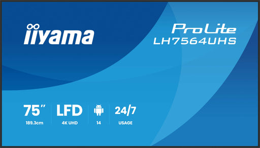EAN 4948570125333 - iiyama LH7564UHS-B1AG pantalla de señalización Pantalla plana para señalización digital 190,5 cm (75") Wi imagen 2
