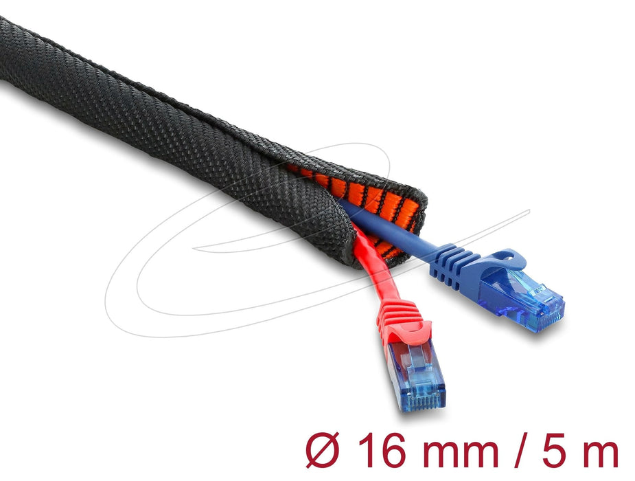 Delock Cableschutzschl. Selbstschl. Doppellagig 5mx16mm Blck
