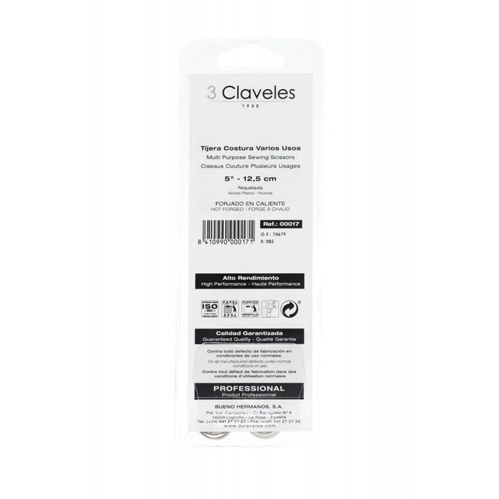 EAN 8410990000171 - 3 Claveles Multi Purpose tijera de costura 125 mm Acero inoxidable imagen 3
