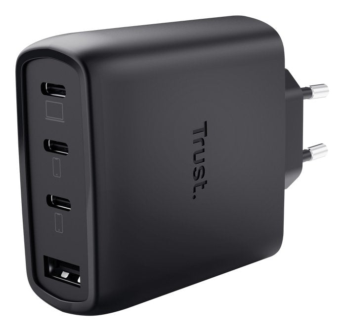 Cargador De Pared Gan Trust Maxo 65w 26067 3xusb Tipo-C 1xusb Incluye Cable Usb Tipo-C 65w
