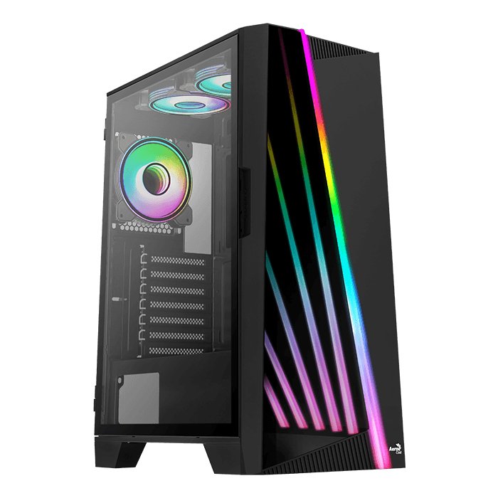 Caja Semitorre Atx Aerocool Mirage V2 Rgb Con Panel De Cristal (Negro)