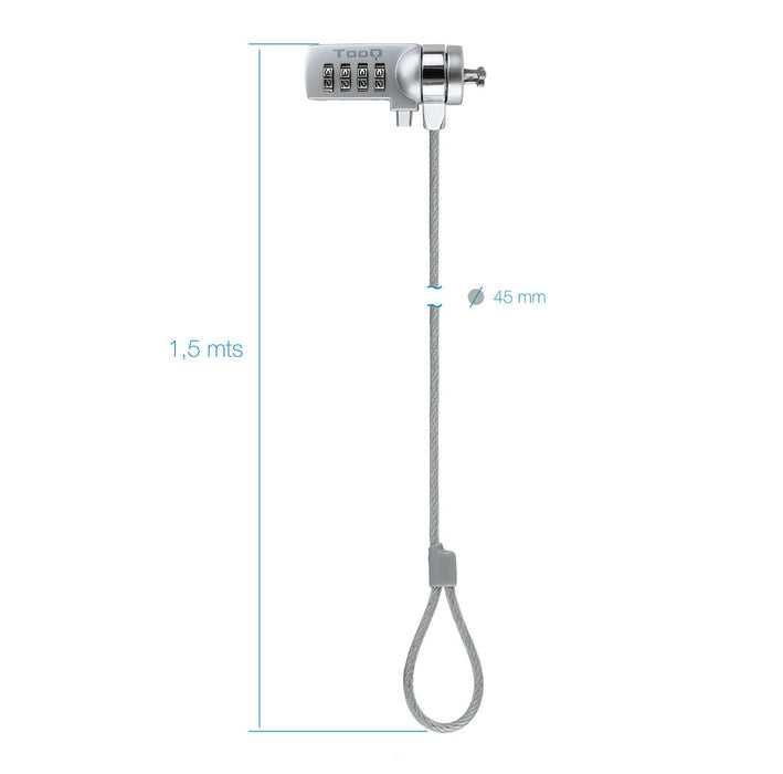 EAN 8433281009868 - TooQ TQCLKC0015 cable antirrobo Plata 1,5 m imagen 3