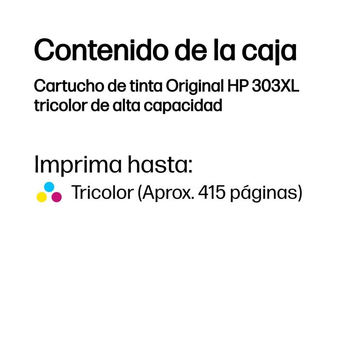 EAN 0199764694638 - HP 303XL High Yield Tri-color Original Ink Cartridge cartucho de tinta 1 pieza(s) Alto Cian, Magenta, Ama imagen 3