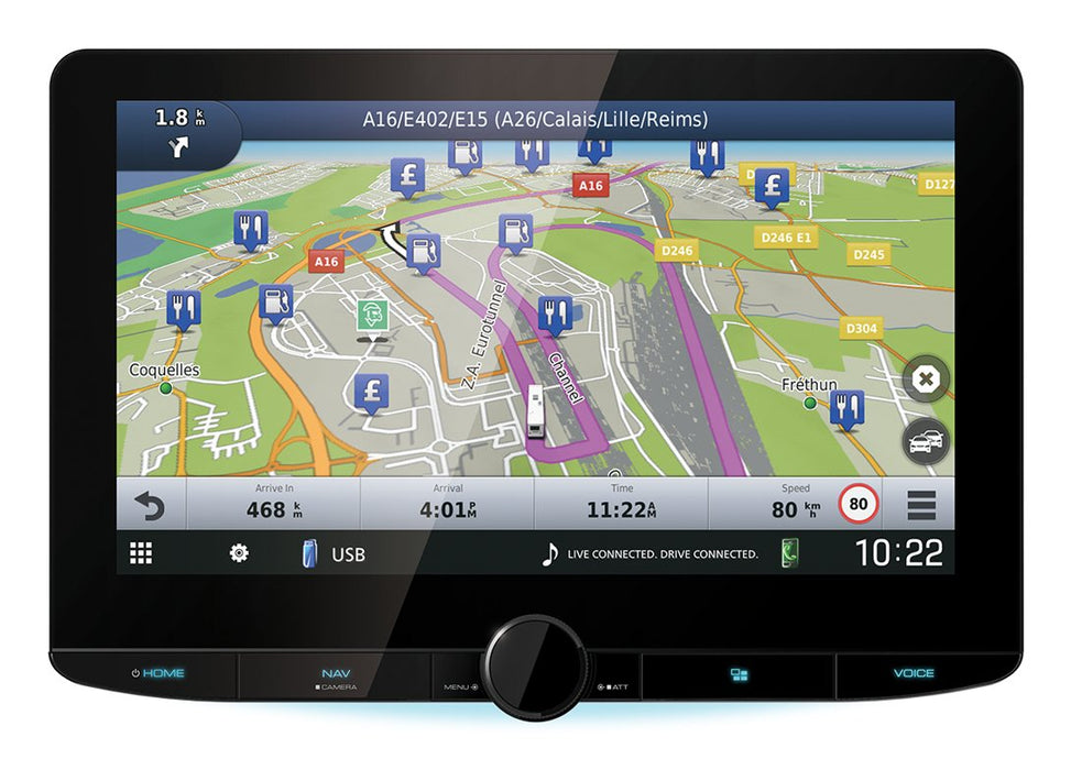 EAN 19048234827 - Kenwood Electronics DNR992RVS navegador De mano 25,6 cm (10.1") LED Pantalla táctil 3,25 kg Negro imagen 3