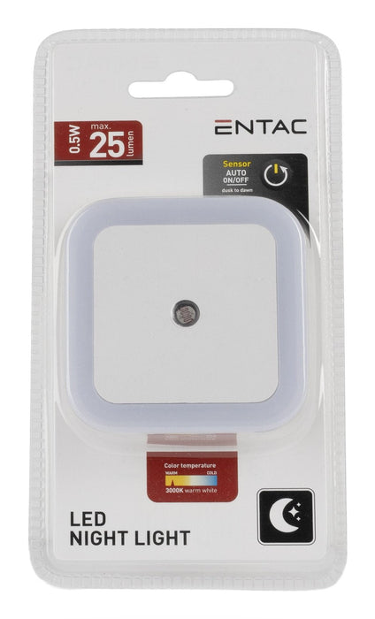 Entac Nachtlicht 0.5w Quadrat. Ww Blanco Dämmerungssensor