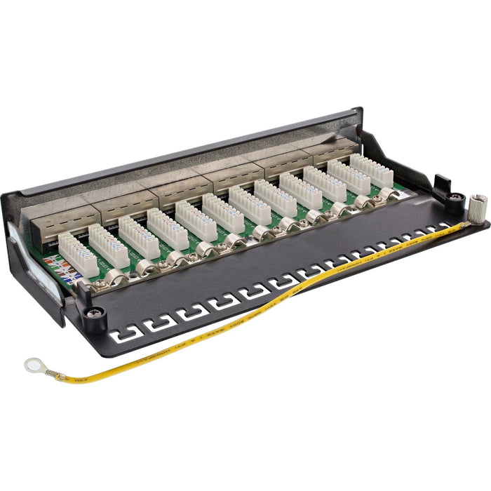 Inline Patch Panel Cat.6a Montaje De Mesa/Pared 12 Puertos Negro Ral9005